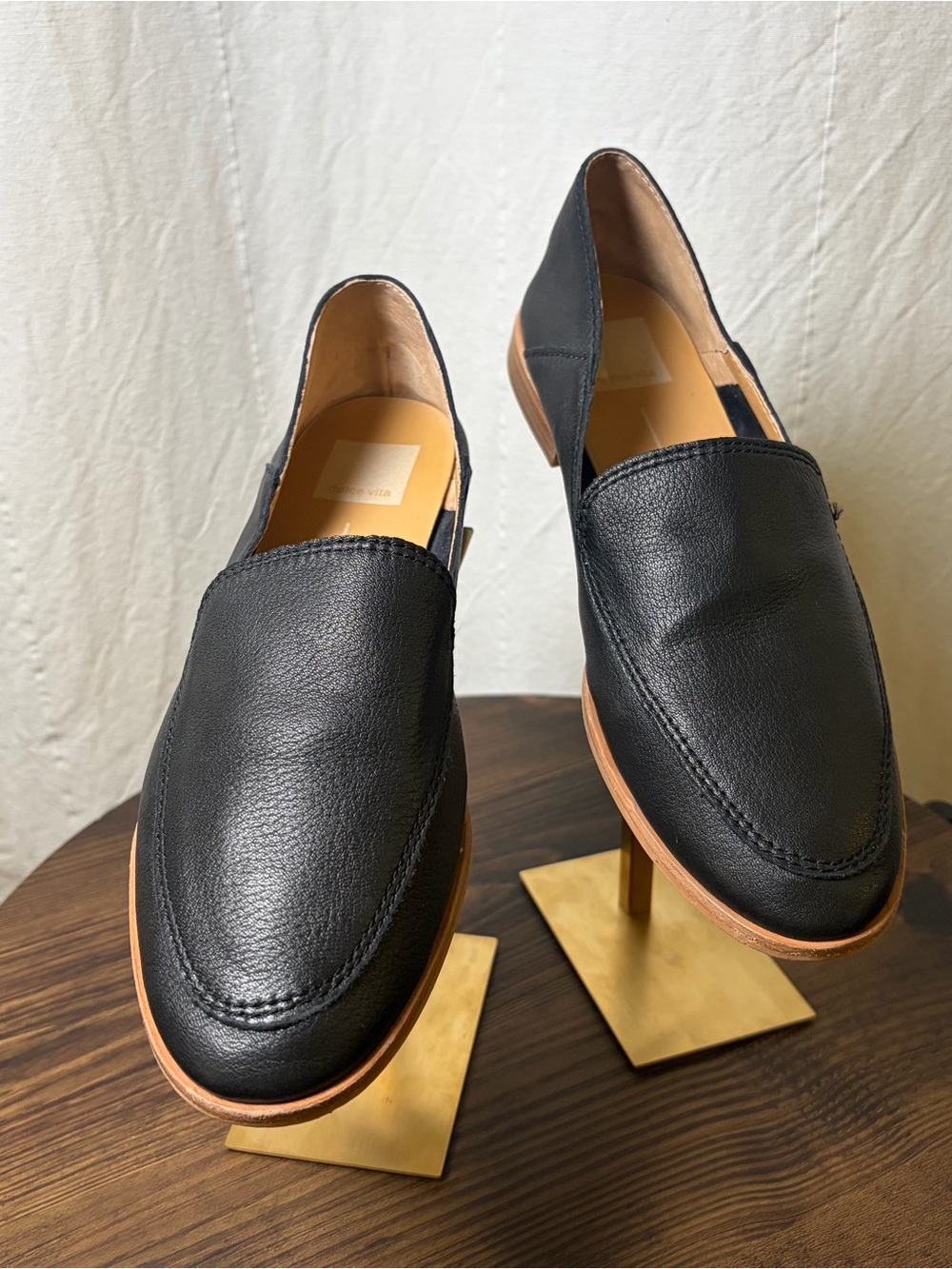 Dolce Vita Perrie Black Leather Loafers Flats Sz 8M